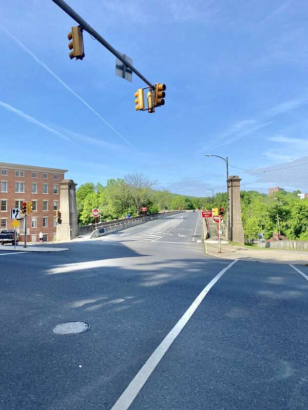 Built in 1924, this concrete arch bridge features decorative railings, pylons at the downtown entrance to the bridge, and truss sections over the railroad lines.  The bridge originally had four sections, with one section crossing the Lehigh River and