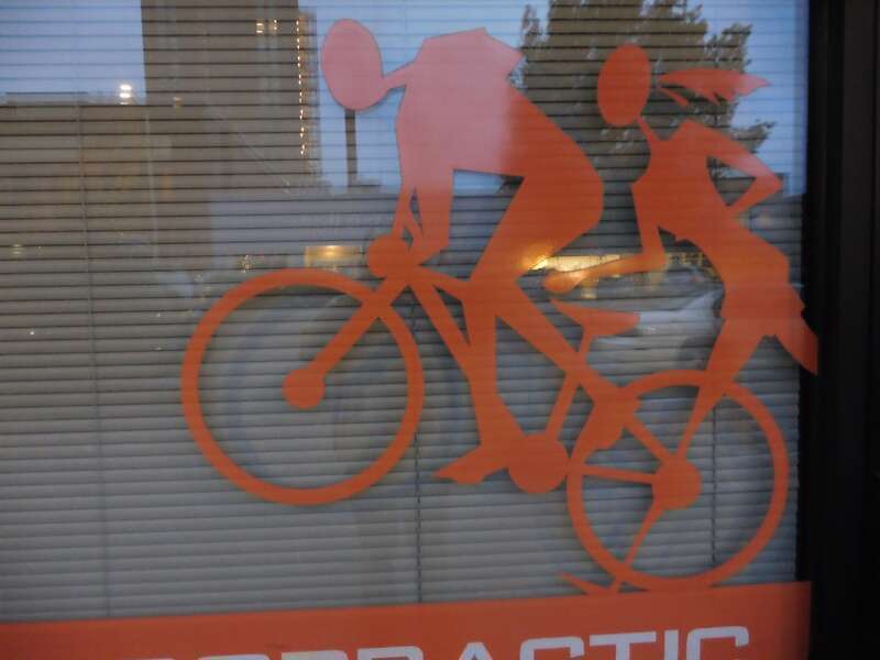 Bicycle art in Bellingham store window