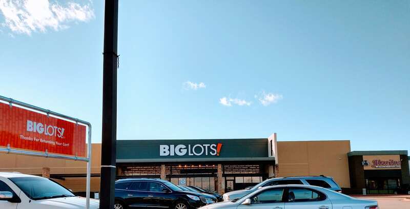 A Big Lots store in Bedford, Texas located at the intersection of Harwood Road and Central Drive.