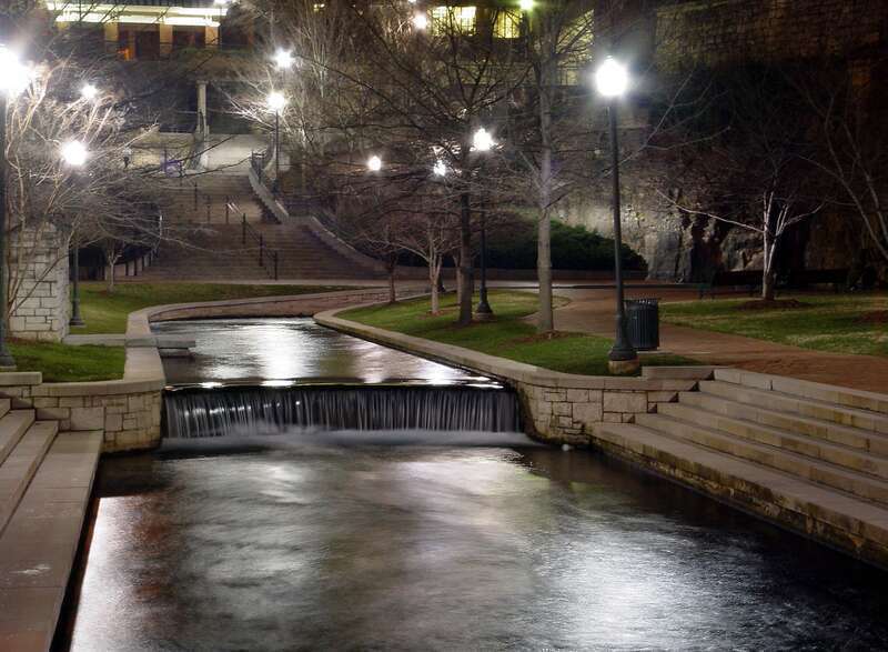 Big Springs Canal at night, Huntsville, Alabama
