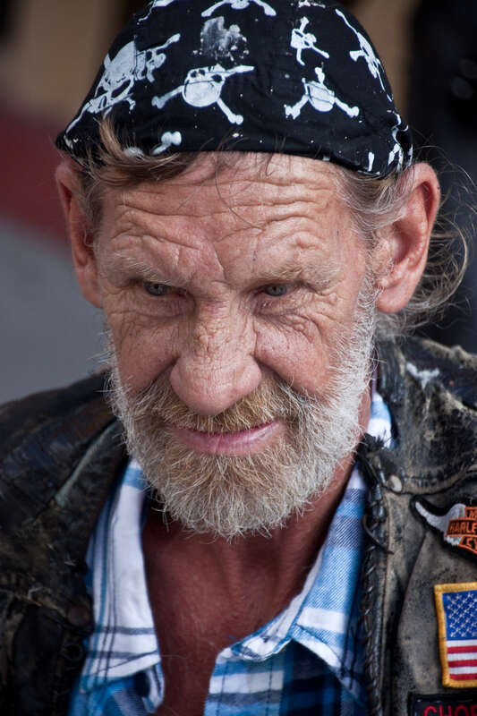 Biker with skull-and-crossbones bandana