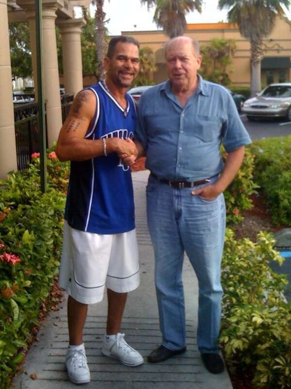 Billy Davis and friend Benito Santiago in south Florida.