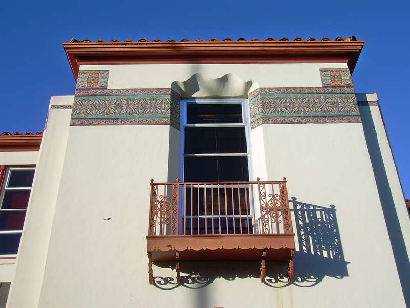Detail of the Campbell Community Center in Campbell, California.  The City of Campbell purchased the former high school in 1985.  National Register of Historic Places #89001048.