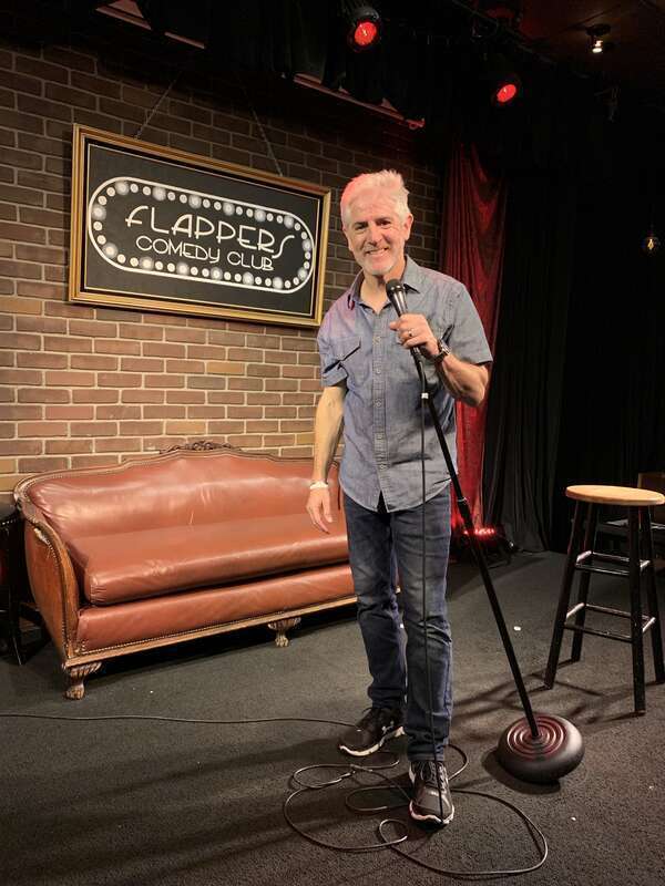 Carlos Alazraqui on Stage at Flappers Comedy Club in Burbank, July 6, 2019