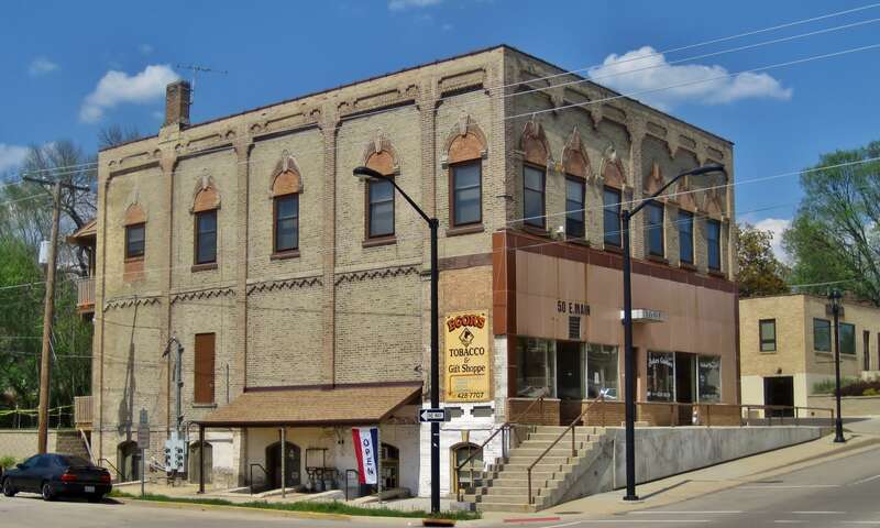 Carpenter Store in the Dundee Township Historic District in Carpentersville (1877). It was built as a general mercantile and grocery story for Julius Carpenter and T. L. Whittaker. Carpenter had previously had another store on the same site.