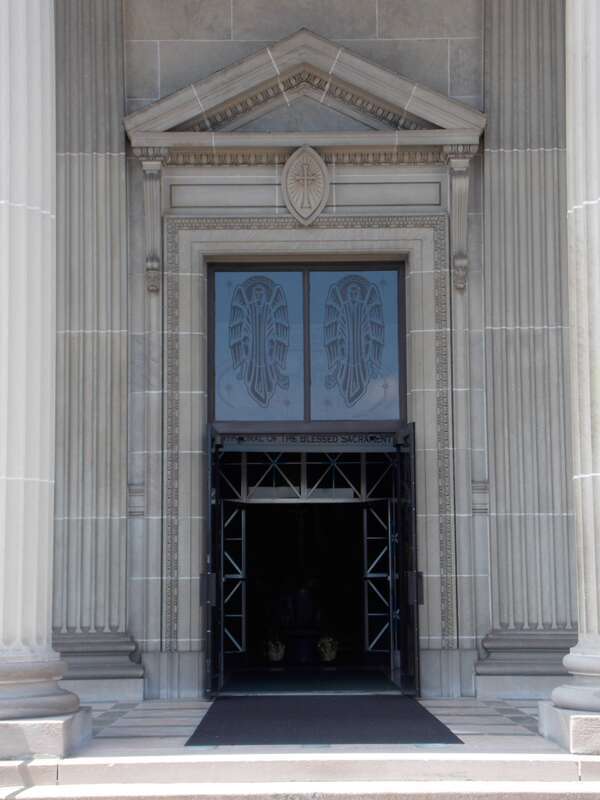 The main entrance into the Cathedral of the Blessed Sacrament in Altoona, Pennsylvania.