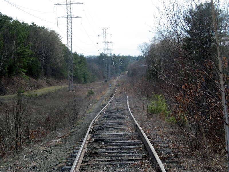 Abandoned Central Massachusetts Branch tracks in Weston, Massachusetts in April 2017