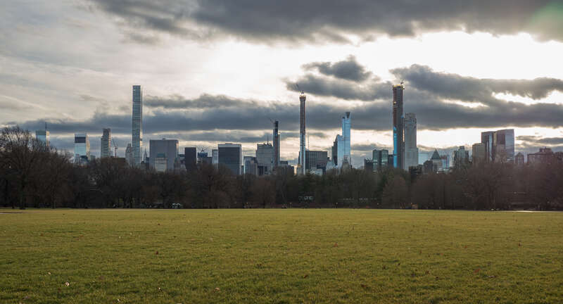 Manhattan viewed from the Great Lawn, Central Park, looking south.