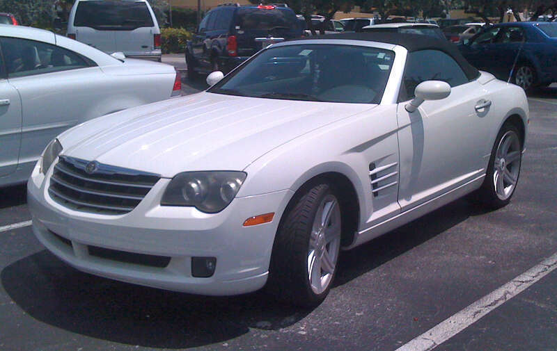Chrysler Crossfire convertible, white in Lantana, Florida.