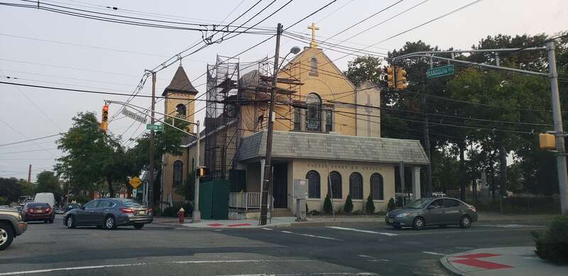 Scaffolding at the Sacred Heart church in Clifton, NJ