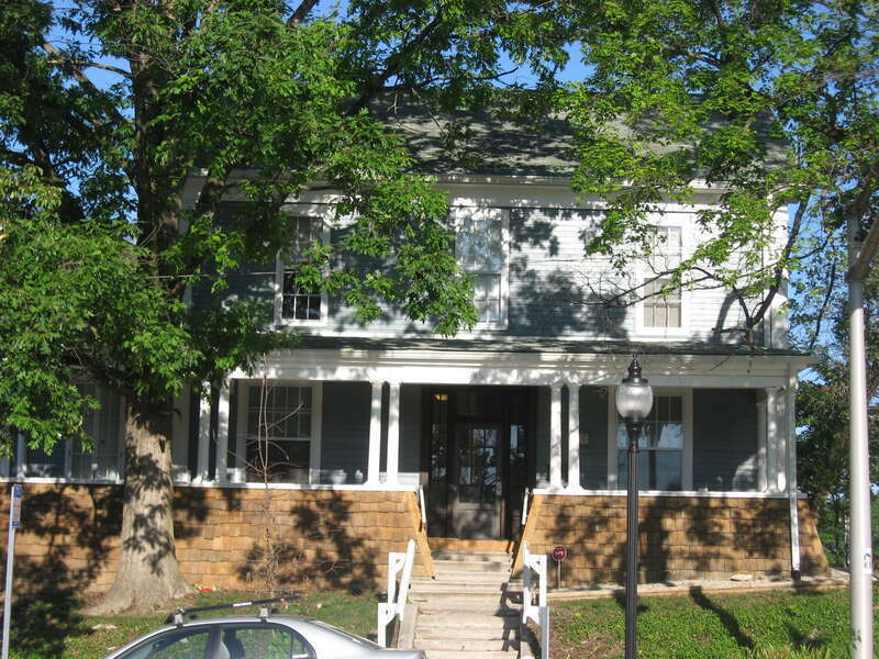 Front of the house located at 645 N. College Avenue in Bloomington, Indiana, United States.  Built in 1865, it is part of the locally-designated Illinois Central and North College Historic District.