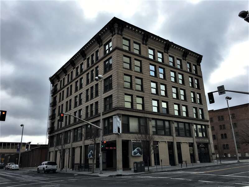 Columbia Building  View east on West First Avenue.