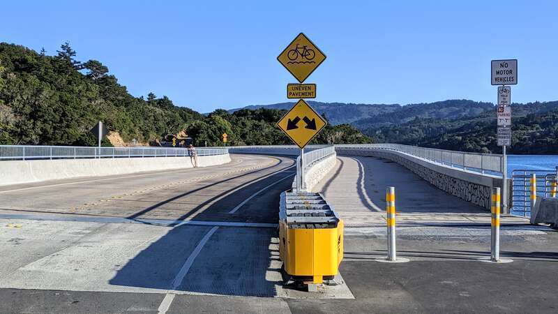 Highway 35 and bicycle path bridge over Crystal Springs Dam