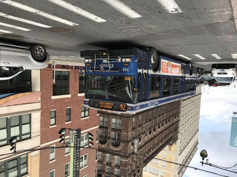 CTtransit 749 near Pratt Street on the 76 to Bowles Park