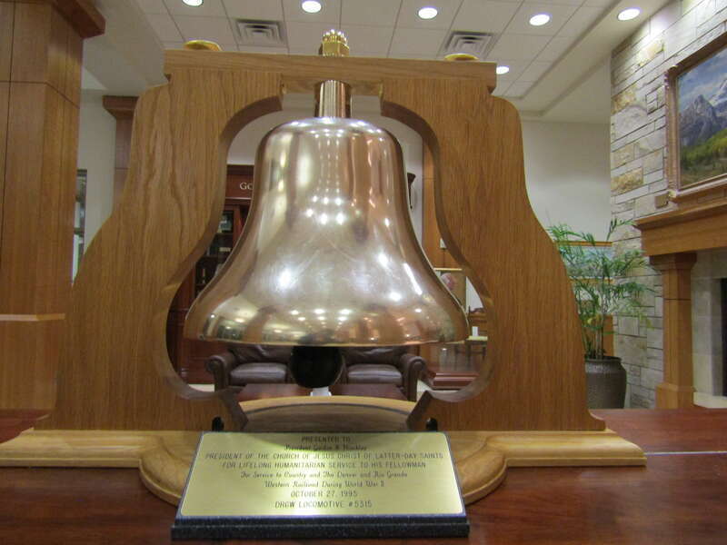 Bell presented to Gordon B. Hinckley &quot;for lifelong humanitarian service to his fellowman, for service to Country and the Denver &amp;amp; Rio Grande Western Railroad during World War II.&quot; Presented on October 27, 1995.
