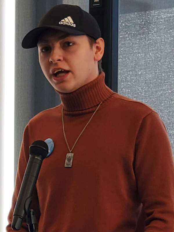 Bowling Green City Councilperson, Damon Sherry, speaks at the College Democrats of Ohio Convention, April 2024. They are the first openly queer &amp;amp; nonbinary member of the Bowling Green City Council.