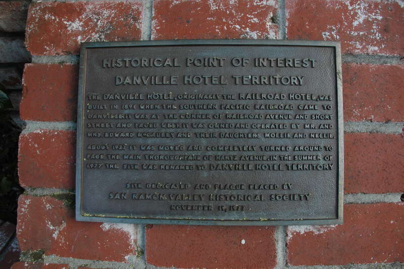 The plaque infront of the Danville Hotel.  It reads:
Historic Point of Interest
Danville Hotel Territory
The Danville Hotel, originally the Railroad Hotel, was built in 1891 when the Southern Pacific Railroad came to Danville,  It was at the corner