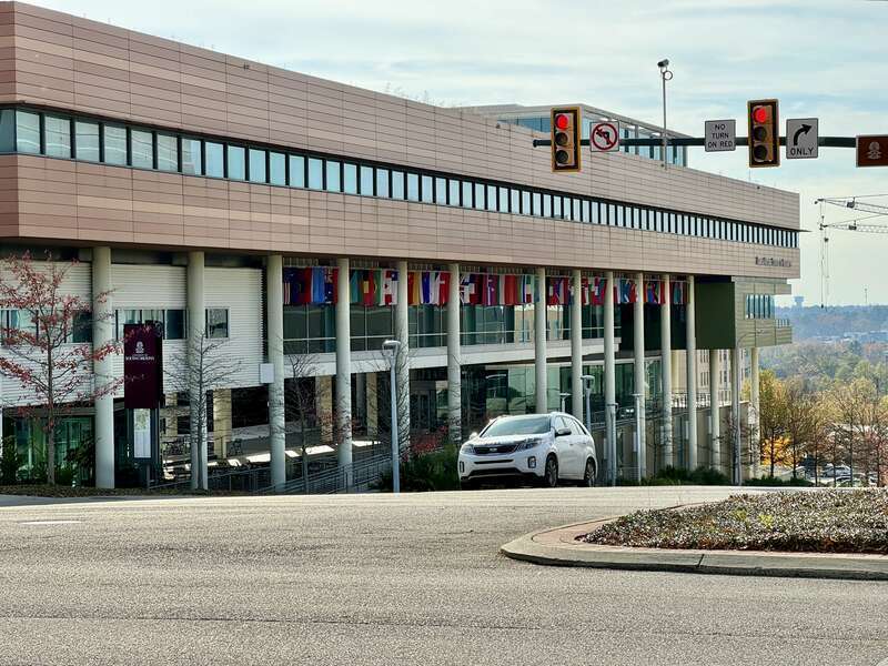 Built in 2011-2014, this Contemporary building was designed by Stevens and Wilkinson to serve as the home of the Darla Moore School of Business, part of the University of South Carolina.  The building features a large cylindrical concrete colonnade