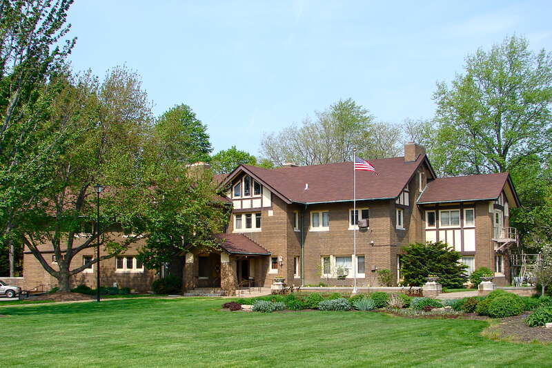 Denkmann-Hauberg House on the NRHP since December 26, 1972. At 	1300 24th St., Rock Island, Illinois. Prairie School style home designed by Robert C. Spencer. Home to philanthropists John and Susanne (Denkmann) Hauberg