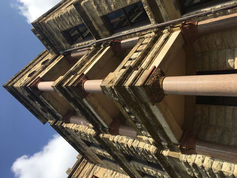 A corner of the historic Denton County Courthouse