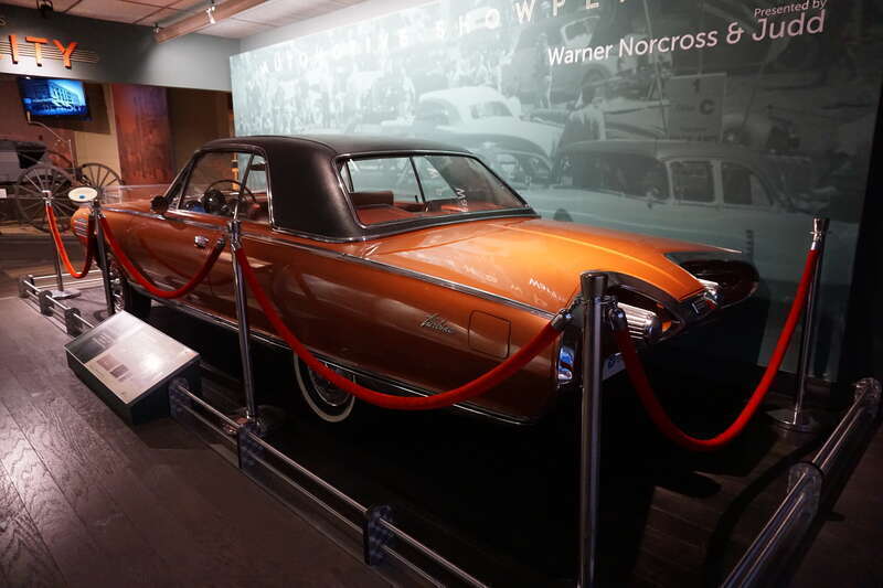 A 1963 Chrysler Turbine at the Detroit Historical Museum in Detroit, Michigan (United States).