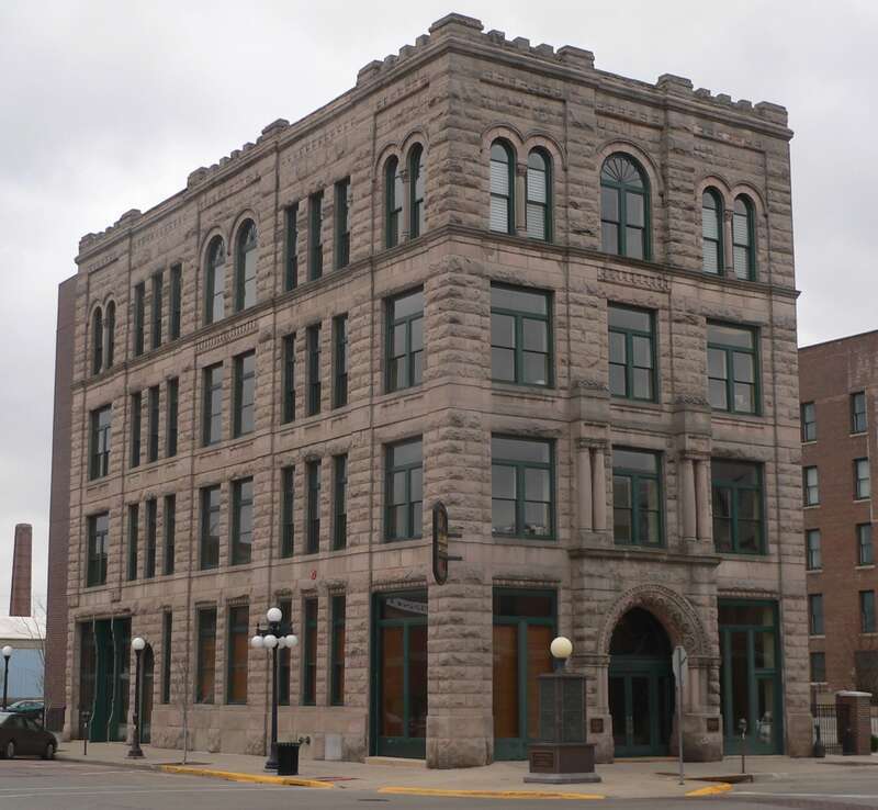 Evans Block, located at 1126-1128 4th Street in Sioux City, Iowa; seen from the northeast.