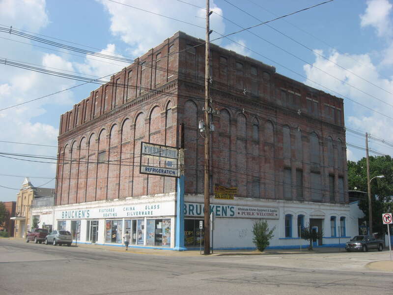 Front and southeastern side of the Evansville Brewing Company, located at 401 NW. Fourth Street in Evansville, Indiana, United States.  Built in 1891, it is listed on the National Register of Historic Places.