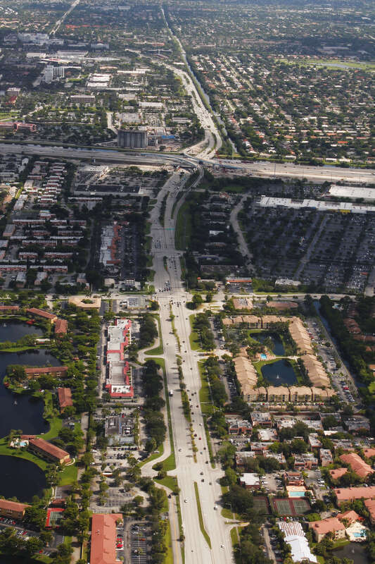 I-595 separates Davie from Plantation in this shot of University Drive.