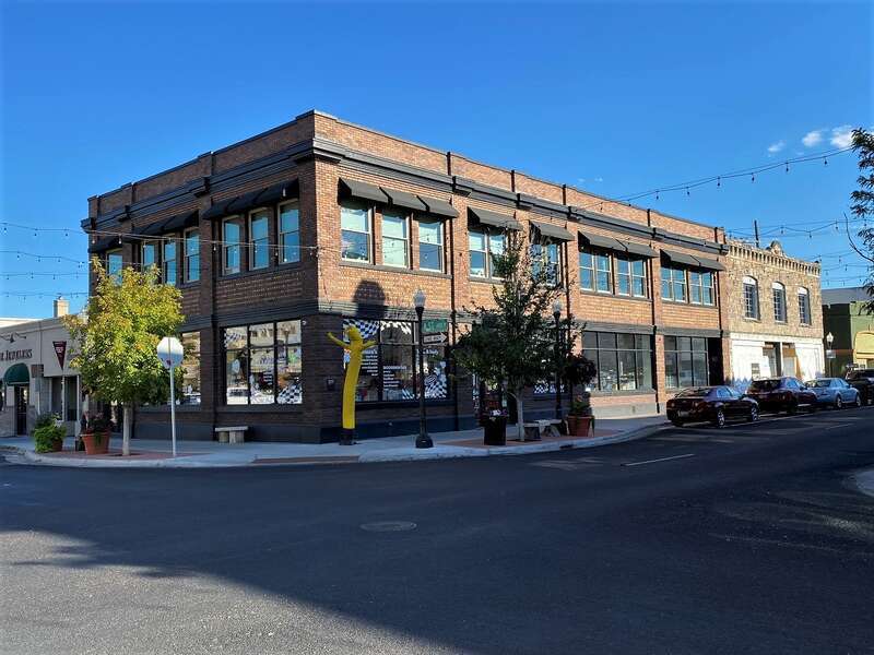 Farmers and Merchants Bank Building  &quot;A&quot; Street facing is at left in this image; Park is the cross street.  Currently used as a retail space and services facility.