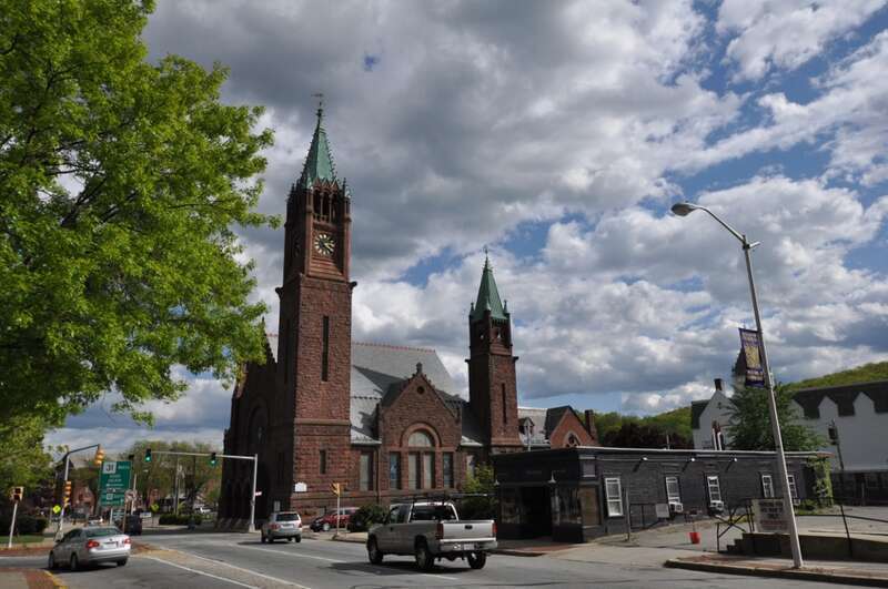 The historic Calvinistic Congregational Church in Fitchburg, Massachusetts, now known as the Faith United Parish Church.