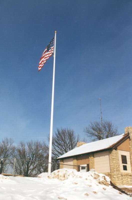 US flag flying atop Grandad Bluff, La Crosse, Wisconsin