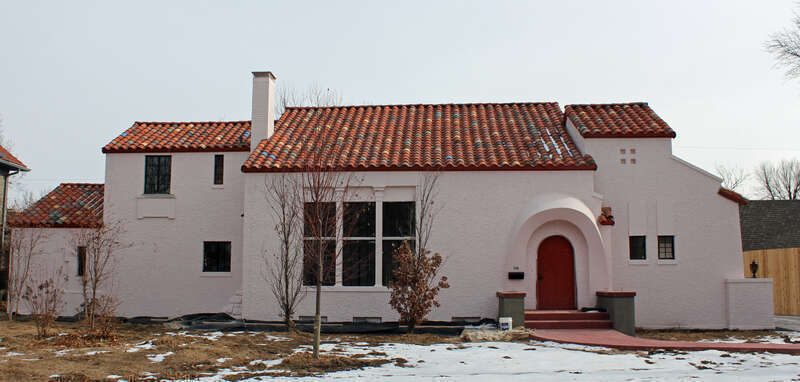 The Frank E. Blaser House, located at 136 North Crestway Avenue in Wichita, Kansas. The property is listed on the National Register of Historic Places.
