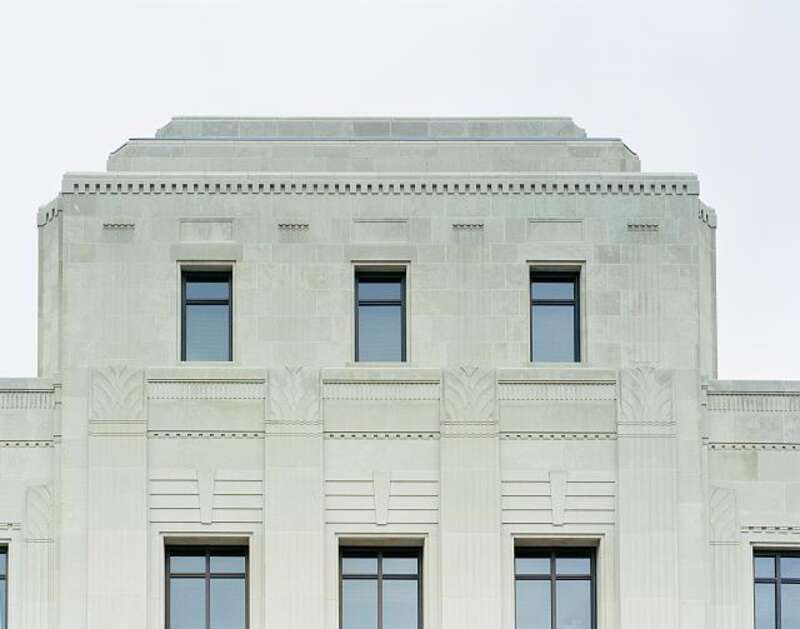 Exterior details above the main entrance of the United States Courthouse in Sioux City, Iowa.
