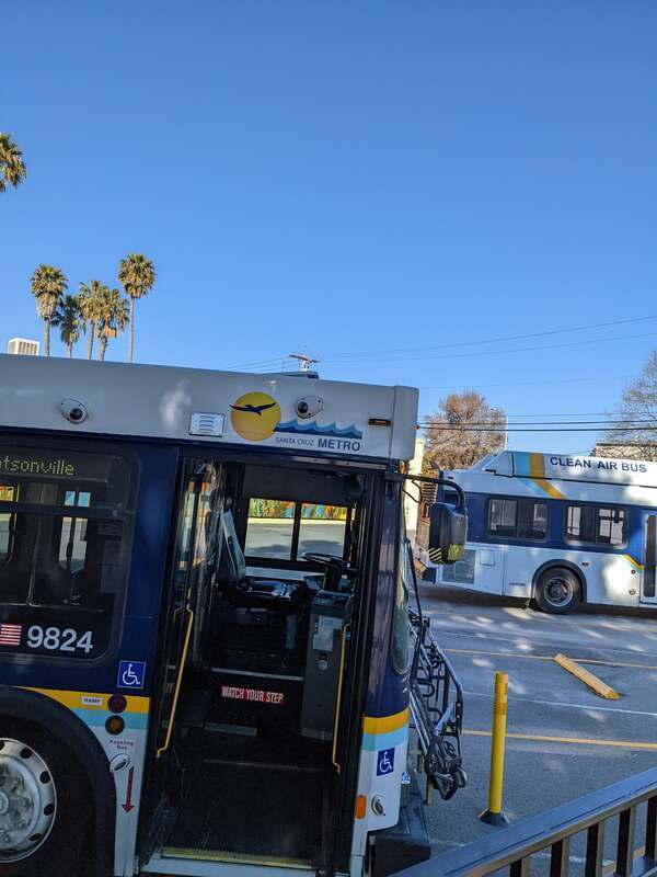 I took a picture of the front door of a 1998 New Flyer D40LF bus operated by Santa Cruz metro, the front door looks similar to other New Flyer buses. Its design is very similar to the newer version of the New Flyer D40LF bus massage in the mid 2000s