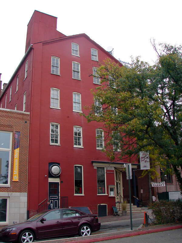 Germania Turnverein Building on the NRHP since April 10, 1980. At 33–35 North Market Street in the Central Business District of Lancaster, Pennsylvania.  Jammed in right next to the Central Market, also on the NRHP and several other historic