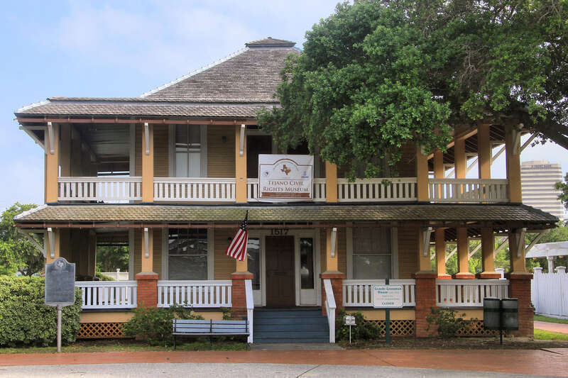 The Grande-Grossman House in Corpus Christi, Texas, United States. The house was built in 1904 and designated a Recorded Texas Historic Landmark in 1985. The building houses the Tejano Civil Rights Museum.