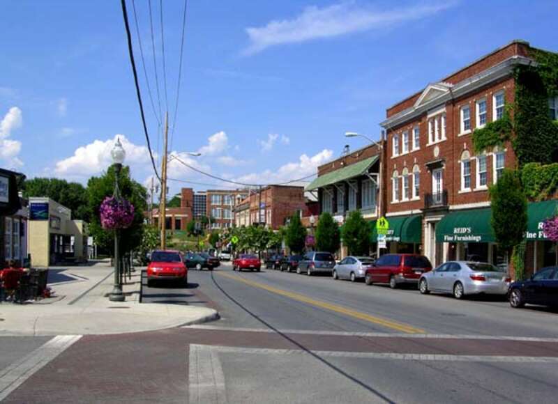 Portion of the Grandin Road Commercial Historic District listed on the National Register of Historic Places in Roanoke, VA, USA