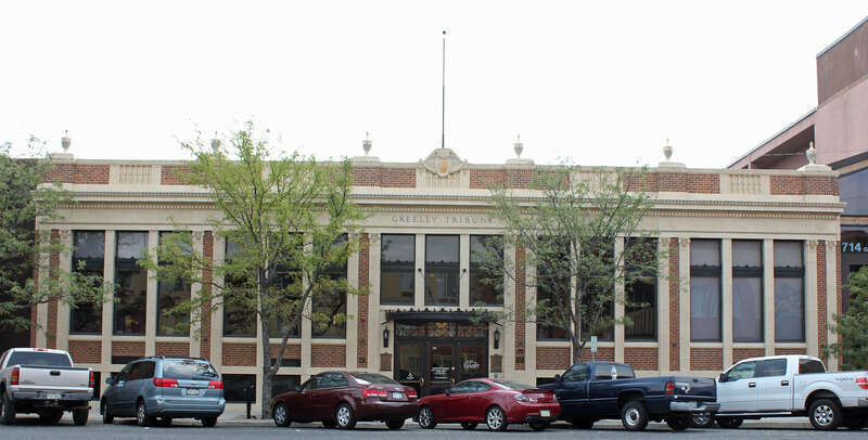 The Greeley Tribune Building, located at 714 8th Street in Greeley, Colorado. The property is listed on the National Register of Historic Places.