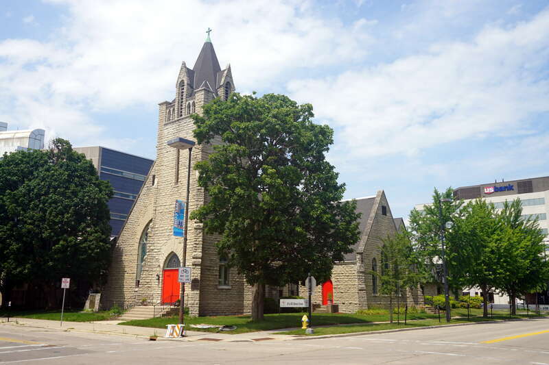 The Christ Episcopal Church Complex (currently Divine Temple Church of God in Christ) in Green Bay, Wisconsin (United States).