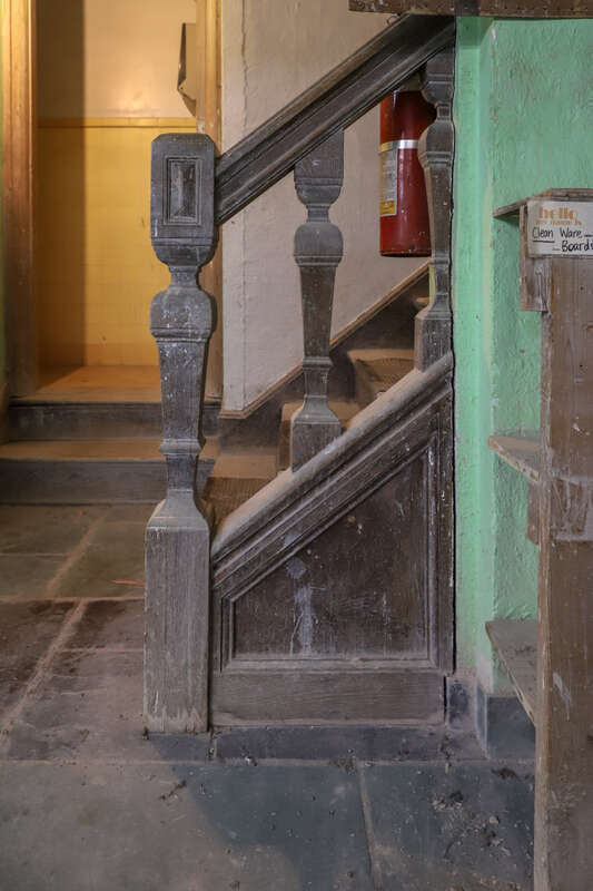 Basement staircase, The Harley Clarke Mansion, Evanston, Illinois.