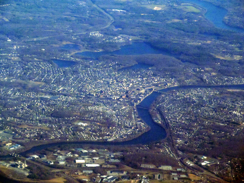 Aerial view of Haverhill, Massachusetts, looking approximately east