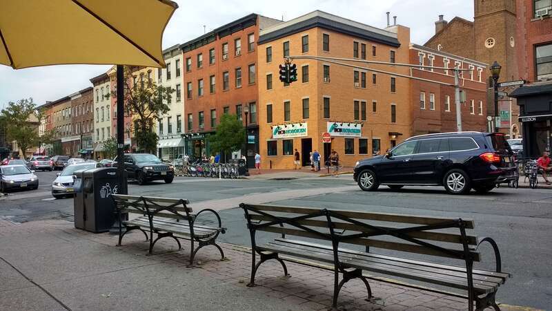The view from a German bakery across the street.