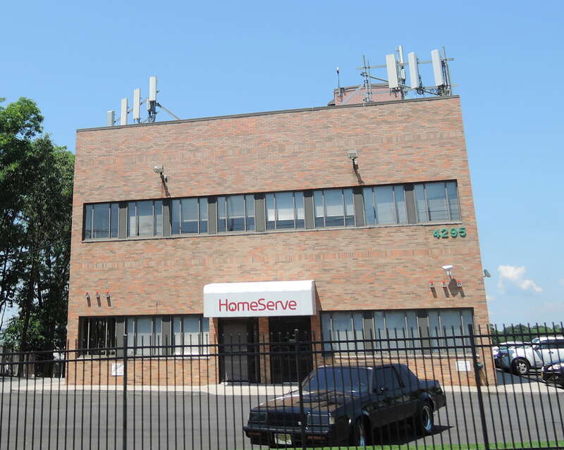 Looking west at office on a sunny day.