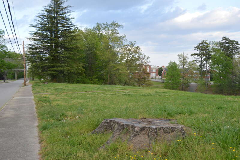 A lawn on the southern side of Lanier Avenue, east of Hylton Avenue, in Danville, Virginia, United States.  This was formerly the site of Hylton Hall, which was listed on the National Register of Historic Places in 2009.