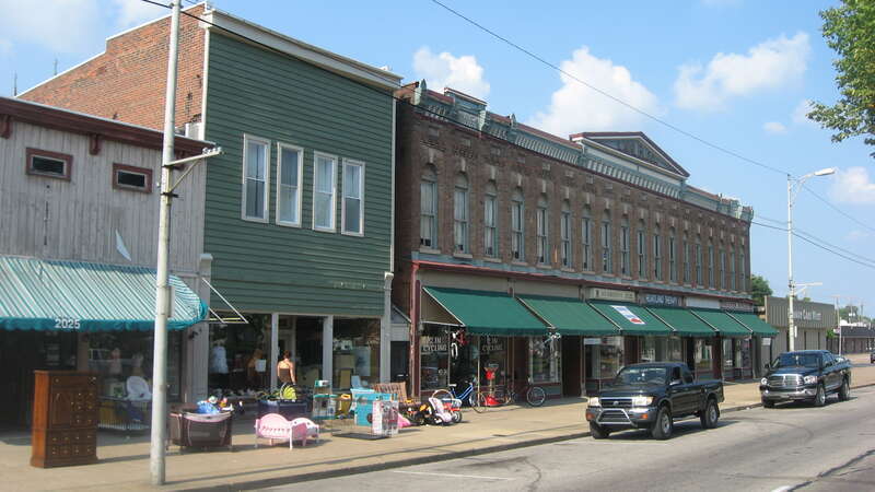 Buildings on the northern side of the 2000 block of W. Franklin Street in Evansville, Indiana, United States.  This block is part of the Independence Historic District, a historic district that is listed on the National Register of Historic Places.