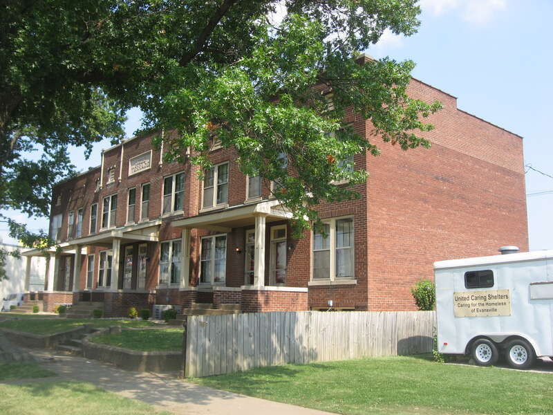 Front of Ingle Terrace, located at 609-619 Ingle Street in Evansville, Indiana, United States.  Built in 1910, it is listed on the National Register of Historic Places.