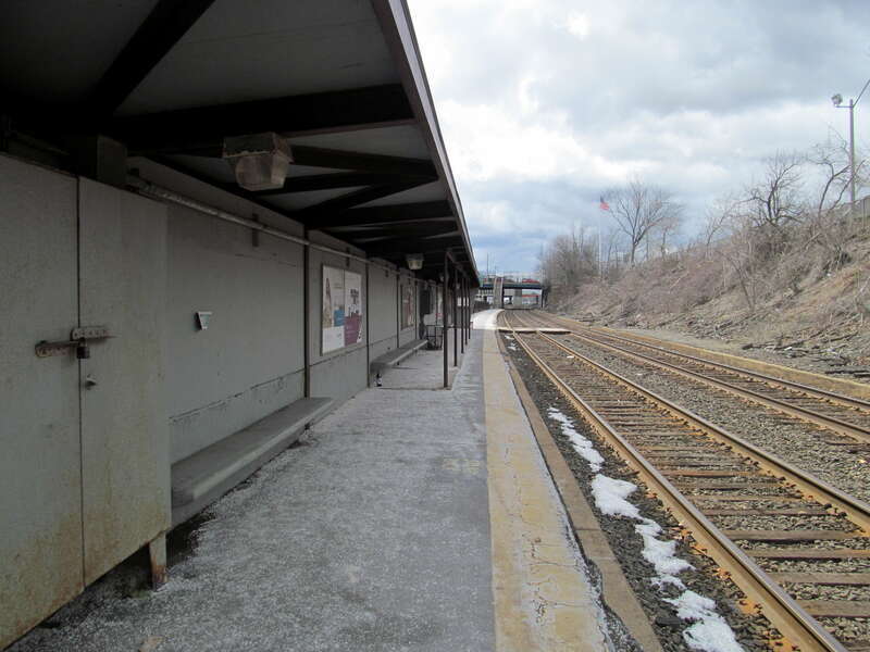 Shelter at Newtonville station in March 2013