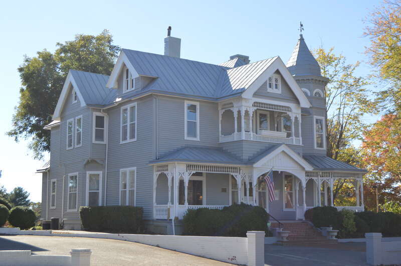 Front and eastern side of the John Waddey Carter House, located at 324 E. Church Street in Martinsville, Virginia, United States.  Built in 1896, it is listed on the National Register of Historic Places, and it is located in a Register-listed