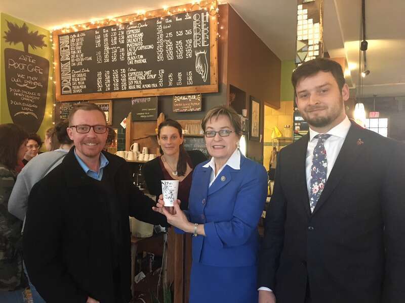 Kaptur at Coffee Shop Hop in Lakewood, Ohio