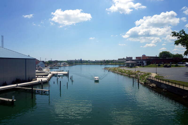 The Pike River Canal in Kenosha, Wisconsin (United States).